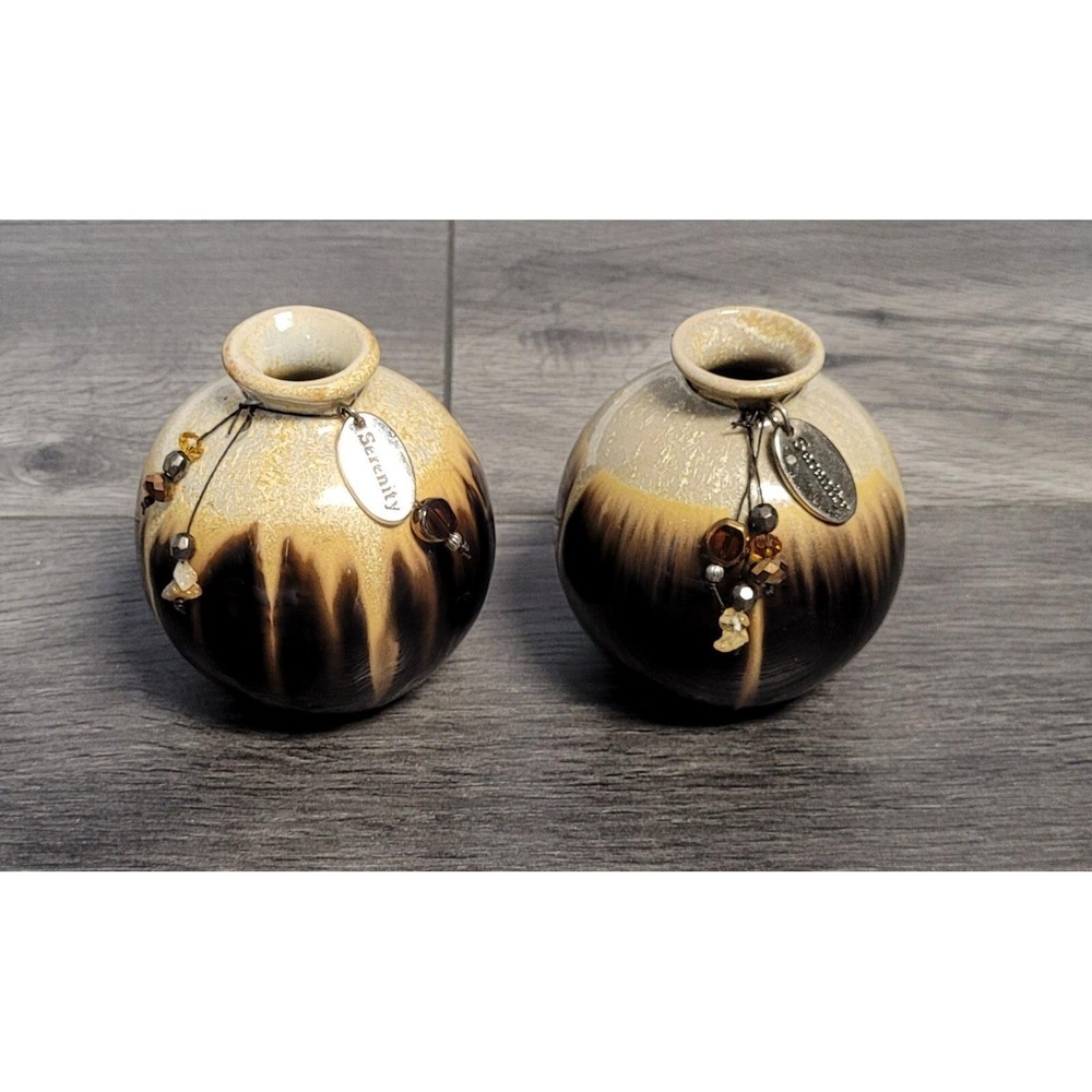 Set of 2 Serenity Decorative Jars Neutral/Dark Brown/Earthy Colors